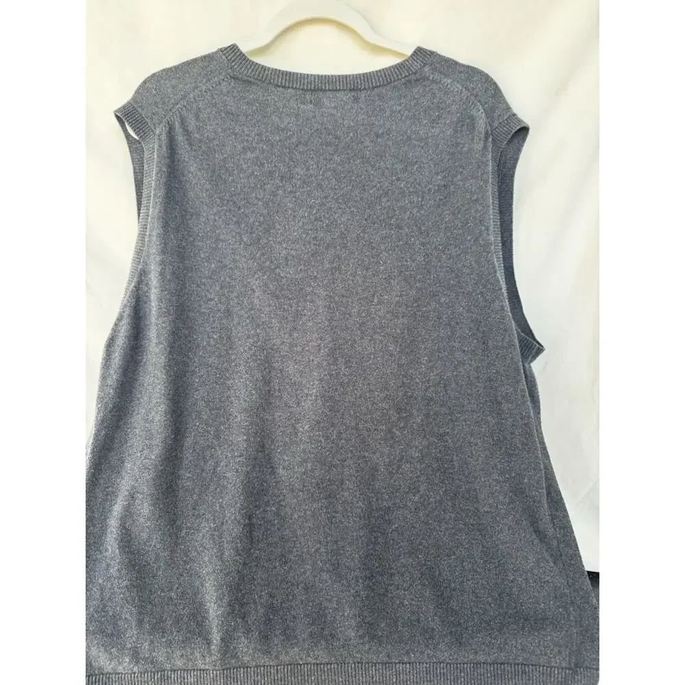 V-neck Sweater Vest Cotton Cashmere Eddie Bauer Men's L Dark Gray Grandpa Core - Picture 3 of 3
